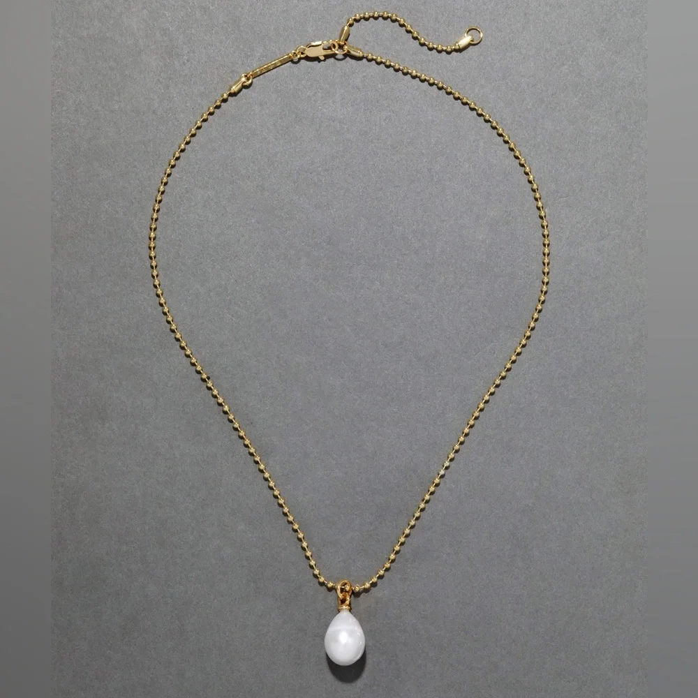 ALEXIS BITTAR • Molten Gold La Perla Pearl Solitaire Ball Chain Necklace